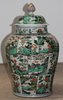 V421 Magnificent Chinese famille verte baluster jar and cover, Kangxi (1662-1722),