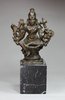V556 Indian bronze figure of Durga on marble plinth, South India