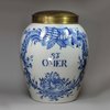 V86 Dutch Delft blue and white tobacco jar, 18th century