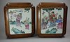V886 Pair of famille rose  mounted hardwood boxes and covers