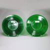 V967 Pair of green Chinese Peking glass plates