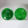 V968 Pair of green Chinese Peking glass plates