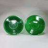 V968 Pair of green Chinese Peking glass plates