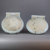 W107 Pair of Chinese rouge-de-fer moulded shell-shaped dishes