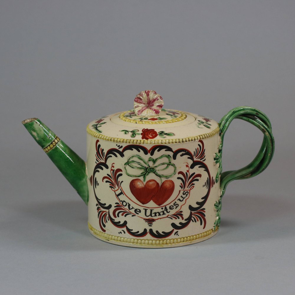 W16 Rare English Staffordshire creamware teapot, circa 1775