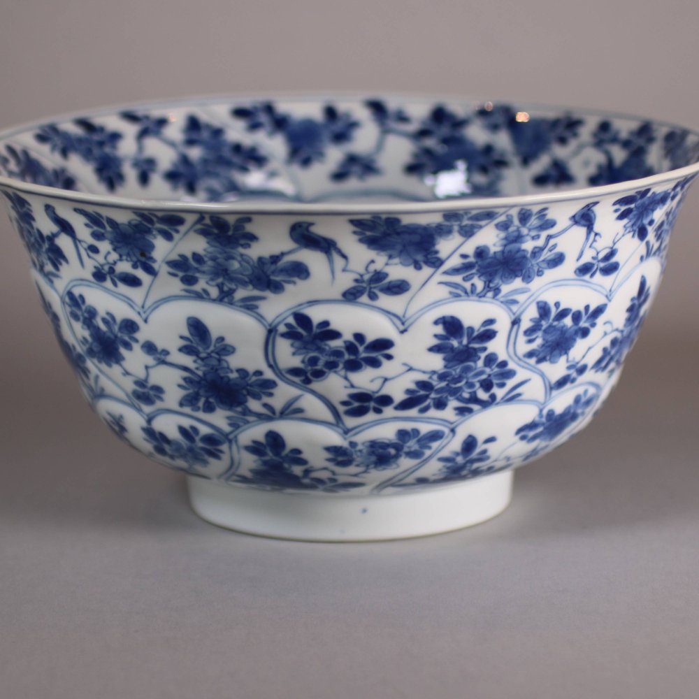 W184 Blue and white moulded bowl, Kangxi (1662-1722)