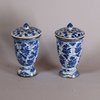 W185 Pair of Chinese blue and white cups and associated covers