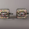 W217 Pair of Chinese Canton enamel ewers of square cross-section with