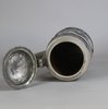 W289 German moulded tankard with pewter lid, 18th century