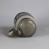 W289 German moulded tankard with pewter lid, 18th century