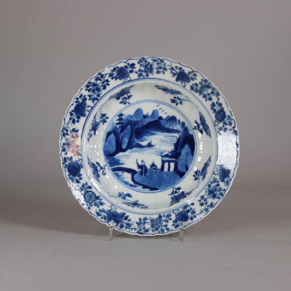 W315 Small Chinese moulded blue and white deep dish