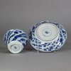 W323 Blue and white moulded teabowl and saucer