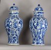 W346 Pair of Chinese blue and white vases and covers