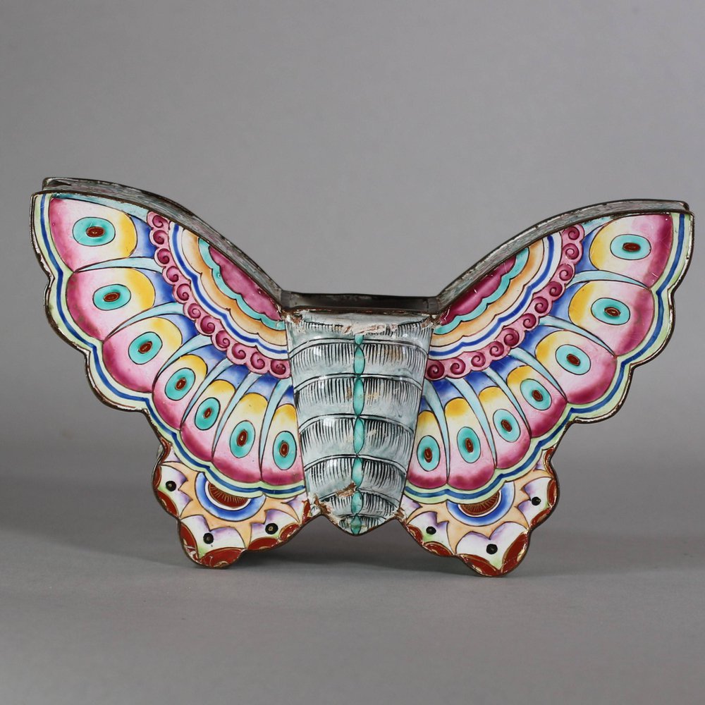 W350 Canton enamel box in the shape of a butterfly