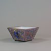 W35 Rare Chinese canton enamel twin handled cup with twin stylized