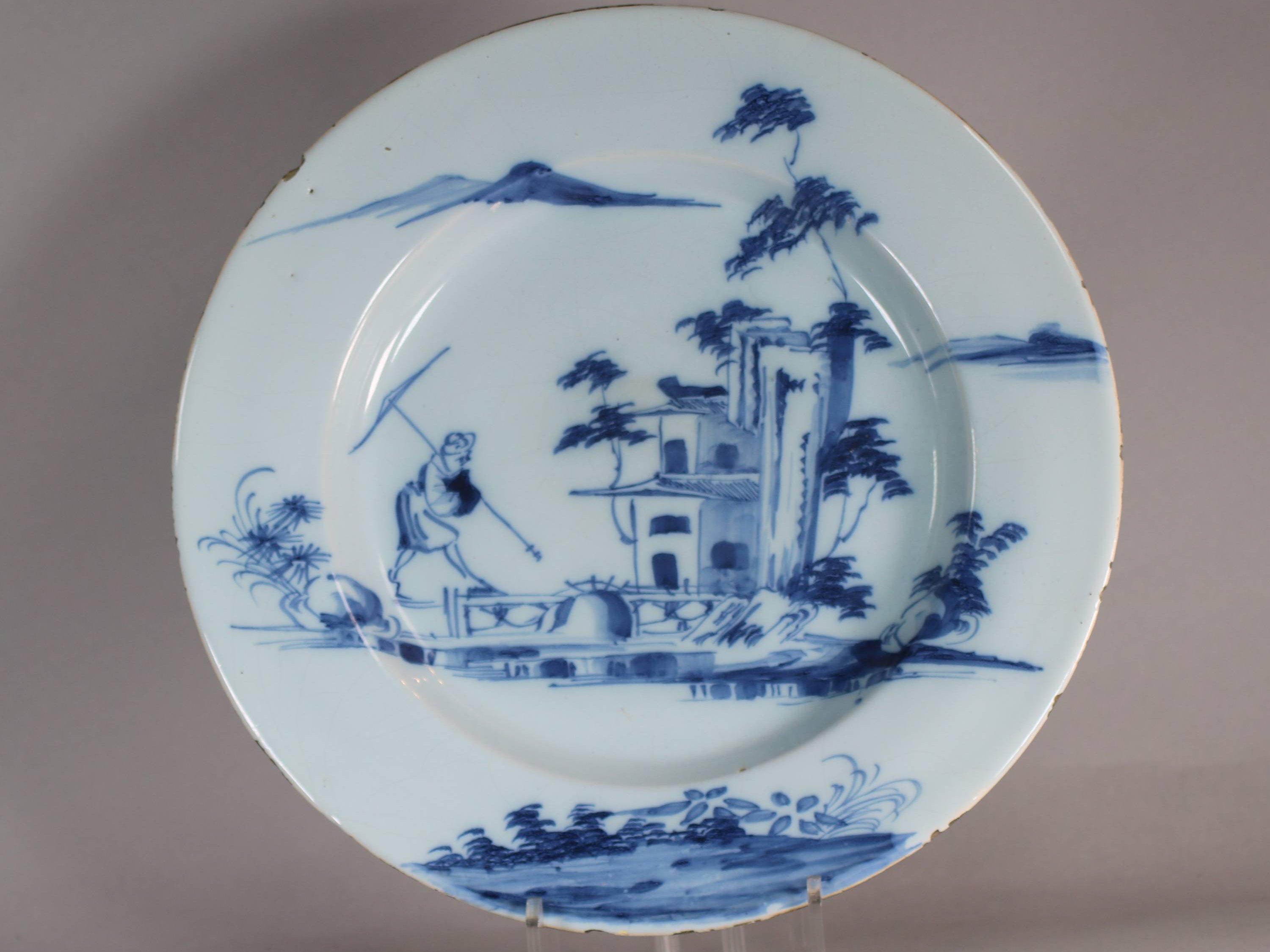 English Delft Blue and White Plate, C.1750 - Kangxi