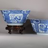 W526 A pair of large Chinese blue and white punch bowls, Kangxi (1662-1722)