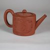 W606 Staffordshire cylindrical redware small teapot and cover, circa 1770