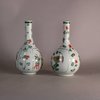 W657 Pair of Chinese famille verte bottle vases, Kangxi (1662-1722)