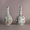 W657 Pair of Chinese famille verte bottle vases, Kangxi (1662-1722)