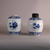 W686 Pair of Chinese ribbed ovoid jars, Kangxi (1662-1722)