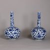 W749 Pair of Chinese blue and white bottle vases, Kangxi (1662-1722)