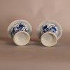 W842 PAIR OF CHINESE BLUE AND WHITE SPIRAL FORM SALTS , KANGXI (1662 - 1722)