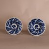 W842 PAIR OF CHINESE BLUE AND WHITE SPIRAL FORM SALTS , KANGXI (1662 - 1722)