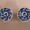 W842 PAIR OF CHINESE BLUE AND WHITE SPIRAL FORM SALTS , KANGXI (1662 - 1722)