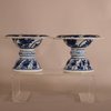 W842 PAIR OF CHINESE BLUE AND WHITE SPIRAL FORM SALTS , KANGXI (1662 - 1722)