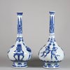 W84 Pair of Chinese blue and white bottle vases