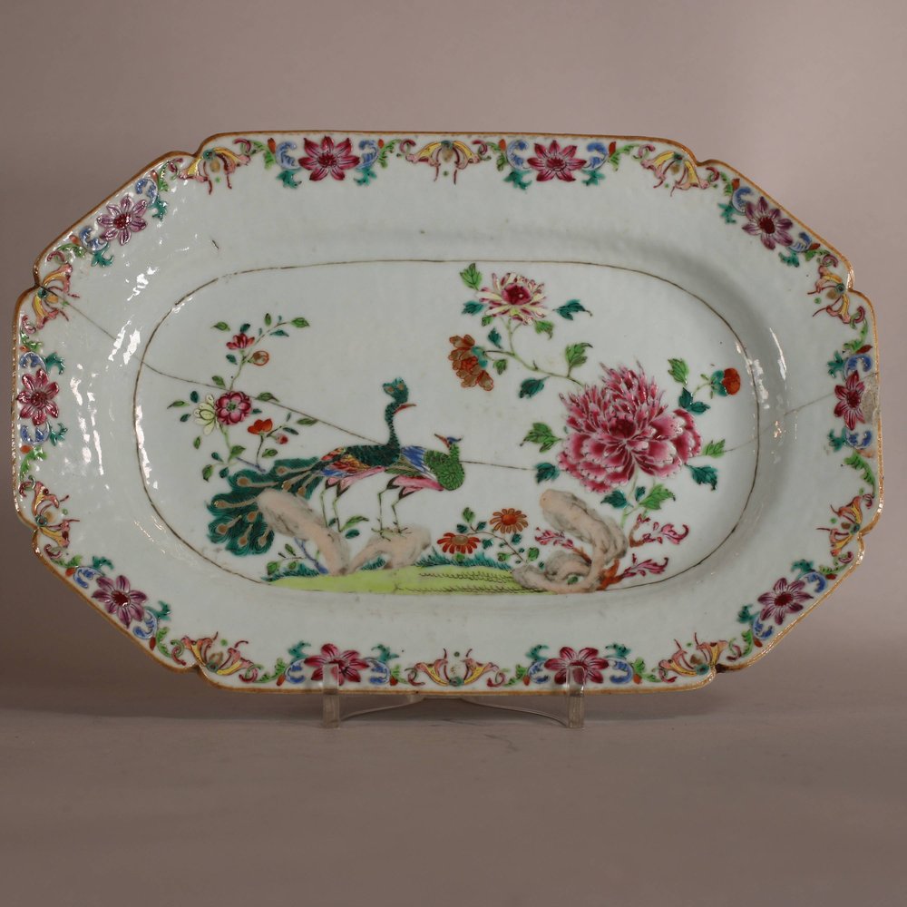 W860 Chinese double peacock platter, Qianlong (1736-95)