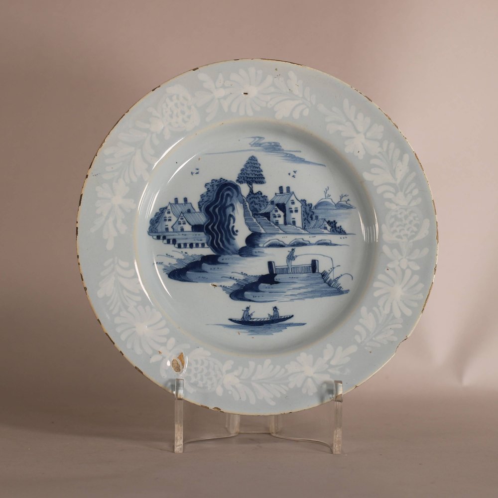 W866 English delft blue and white plate, (probably Redcliff Back, Richard Frank) circa 1760-70, Bristol,