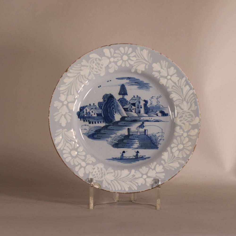 W867 English delft blue and white plate, (probably Redcliff Back, Richard Frank) circa 1760-70, Bristol,