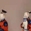 W881 Pair of Chinese famille rose nodding-head court lady figures, Qianlong (1736-95)