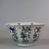 W92 Famille verte ‘birds and flowers’ moulded bowl