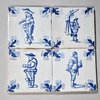 W947 Set of four Dutch tiles showing figures dressed in different costumes circa 1650
