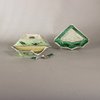 W964 Three Chinese famille verte biscuit hors d'oeuvre dish, Kangxi (1662-1722),