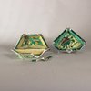 W964 Three Chinese famille verte biscuit hors d'oeuvre dish, Kangxi (1662-1722),