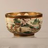 W988 A fine Ryokuzan Meiji period earthenware butterfly small bowl,