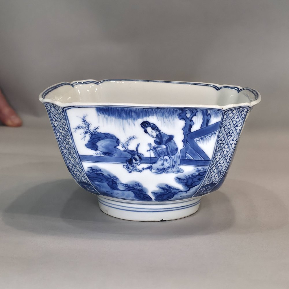 W779 Chinese blue and white four-sided bowl, Kangxi (1662-1722)