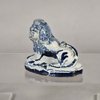 W993 Rare small Dutch delft blue and white figure of a miniature recumbent lion