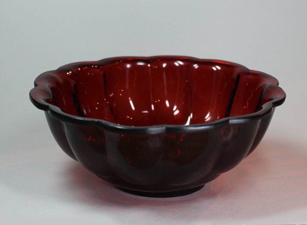 X147 Peking ruby glass lobed bowl,      SOLD