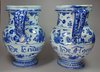 X435 Pair of Italian blue &amp; white Savona syrup jars
