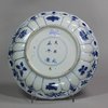 X632 Blue and white moulded saucer dish, Kangxi (1662-1722)