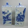 X702 Pair of Chinese blue and white square flasks, c. 1650