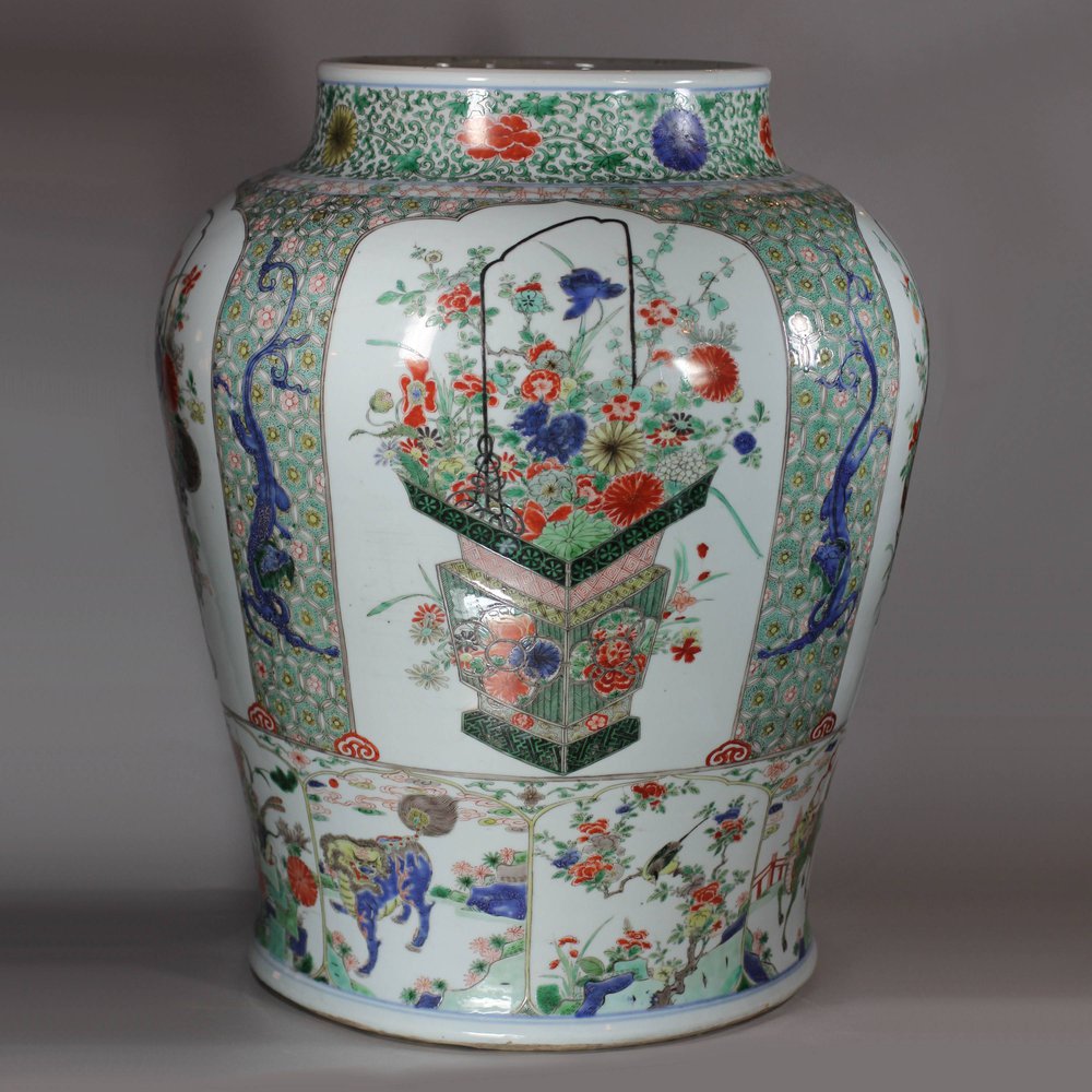X703 Fine large famille verte baluster vase, Kangxi (1662-1722)