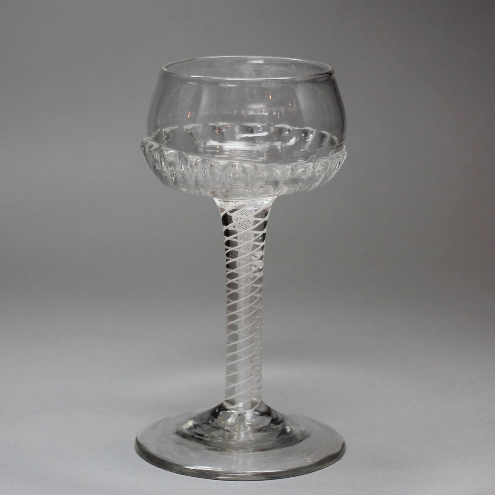 X747 An opaque-twist champagne glass, c.1760