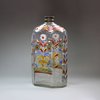 X814 Bohemian painted glass flask, with pewter cap, 18th century