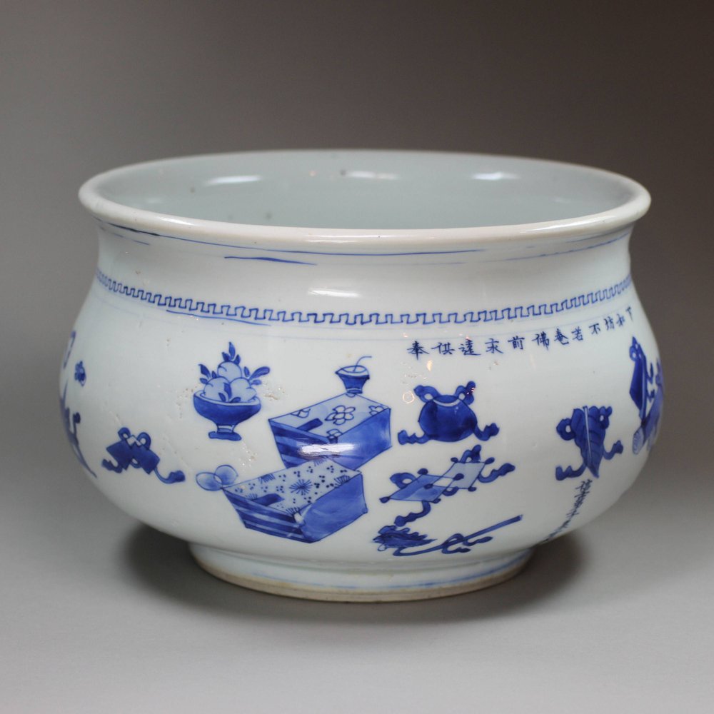 X916 Blue and white censer, Kangxi (1662-1722)